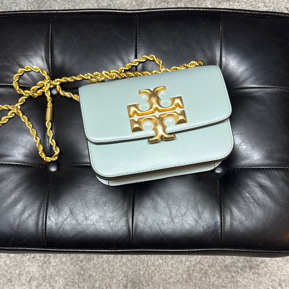 Tory Burch Light Blue and Gold Crossbody Bag